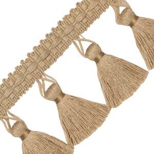 Samuel & Sons 1.85 Yards Jute Tassel Fringe Burlap 3" Fabric Trim Hand-Tied Bali